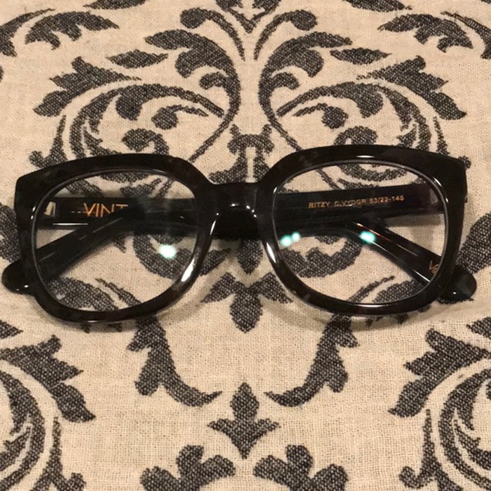 Vint & York “Ritzy” Eyeglass Frames Dark Brown Tortoise & Turquoise Blue - Picture 15 of 16